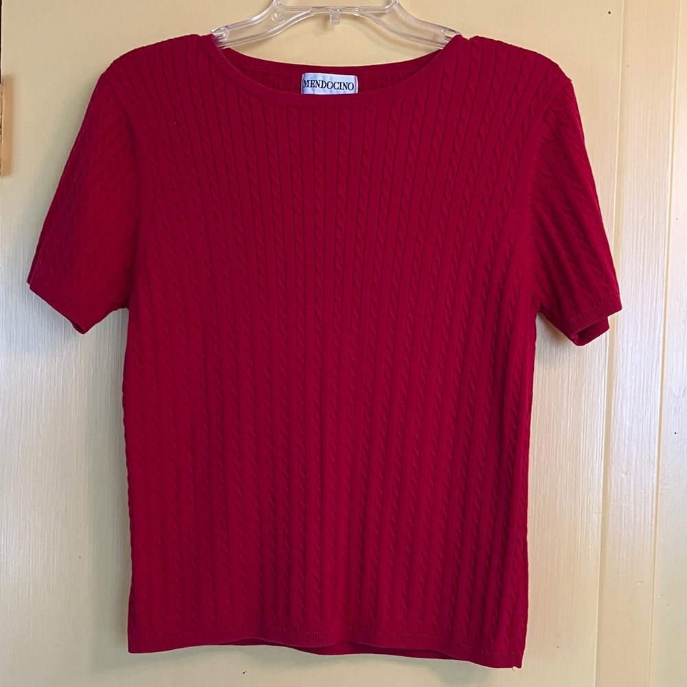 Mendocino Valentine Cotton Cherry Knit Sweater